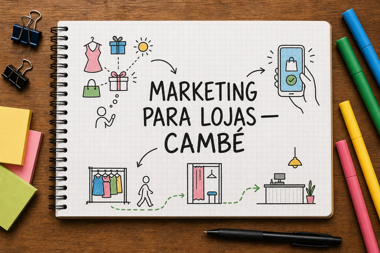 marketing digital para lojas em Cambé representado por planejamento, canais e decisões comerciais