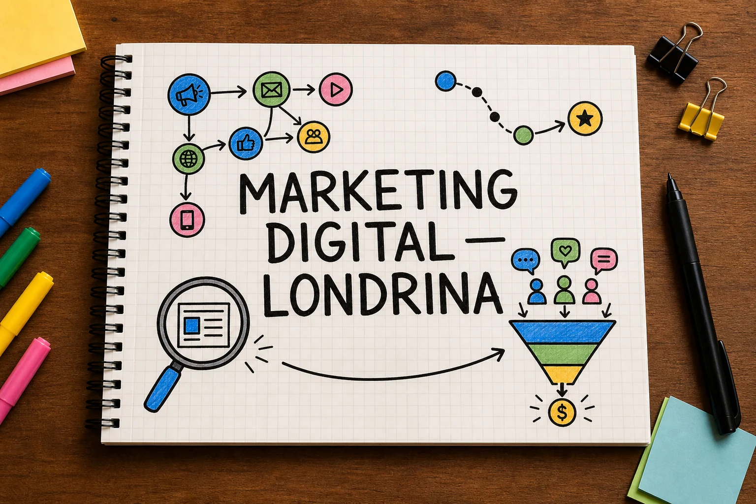 marketing digital em Londrina representado por planejamento, canais e decisões comerciais