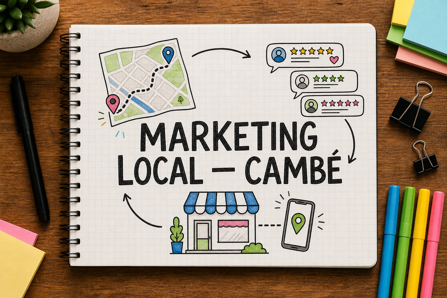marketing digital para negócios locais em Cambé representado por planejamento, canais e decisões comerciais