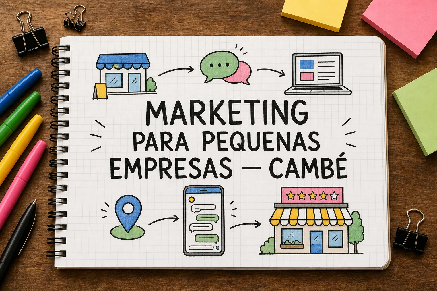 marketing digital para pequenas empresas em Cambé representado por planejamento, canais e decisões comerciais