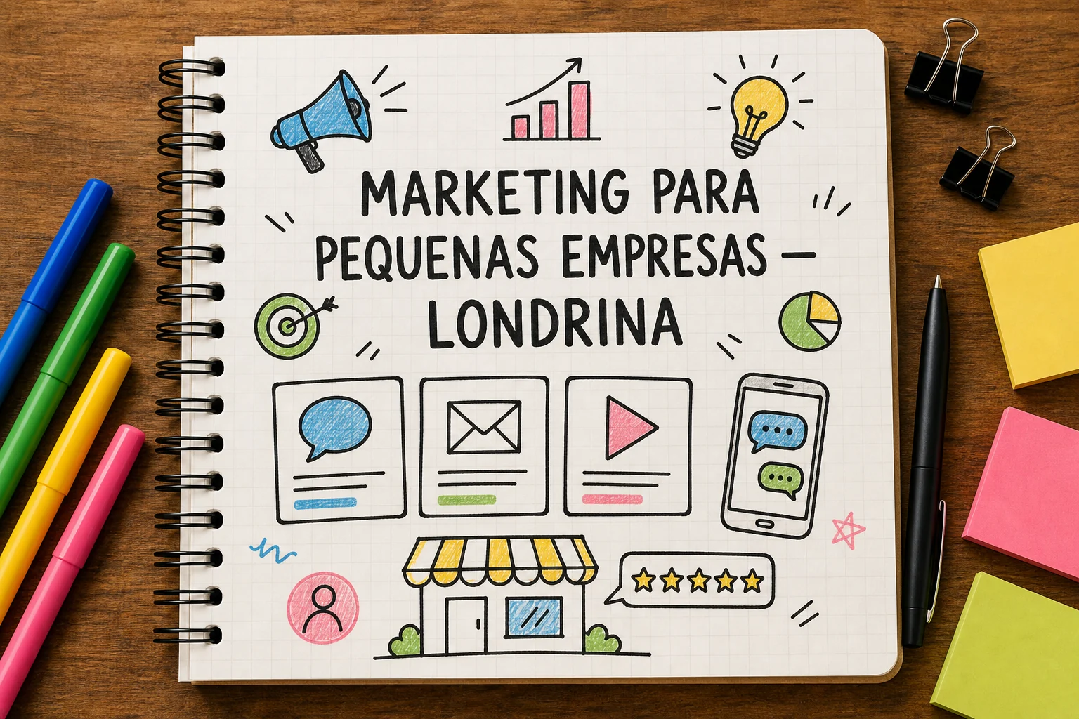marketing digital para pequenas empresas em Londrina representado por planejamento, canais e decisões comerciais