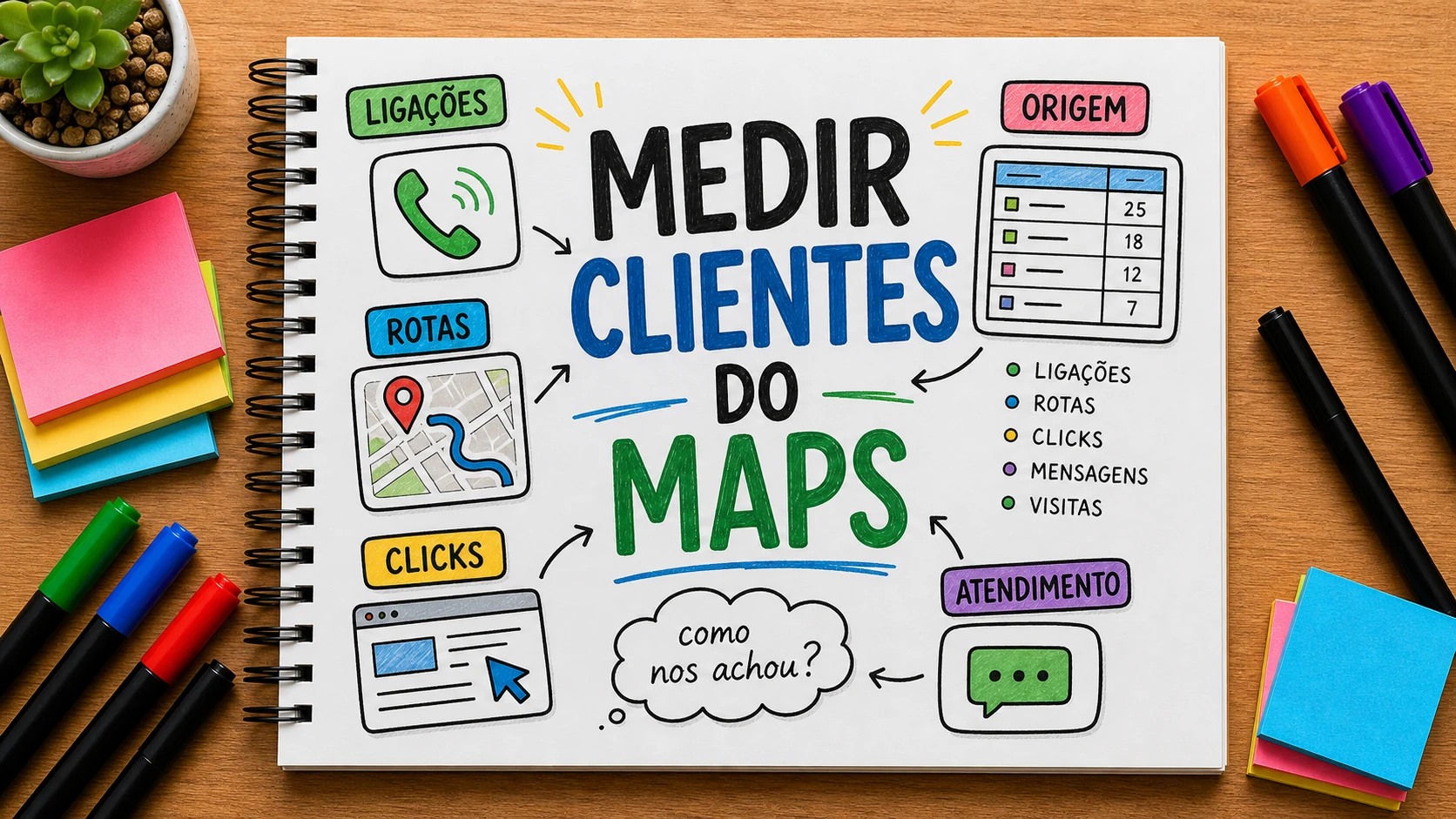 como medir clientes do Google Maps com ligações rotas e cliques