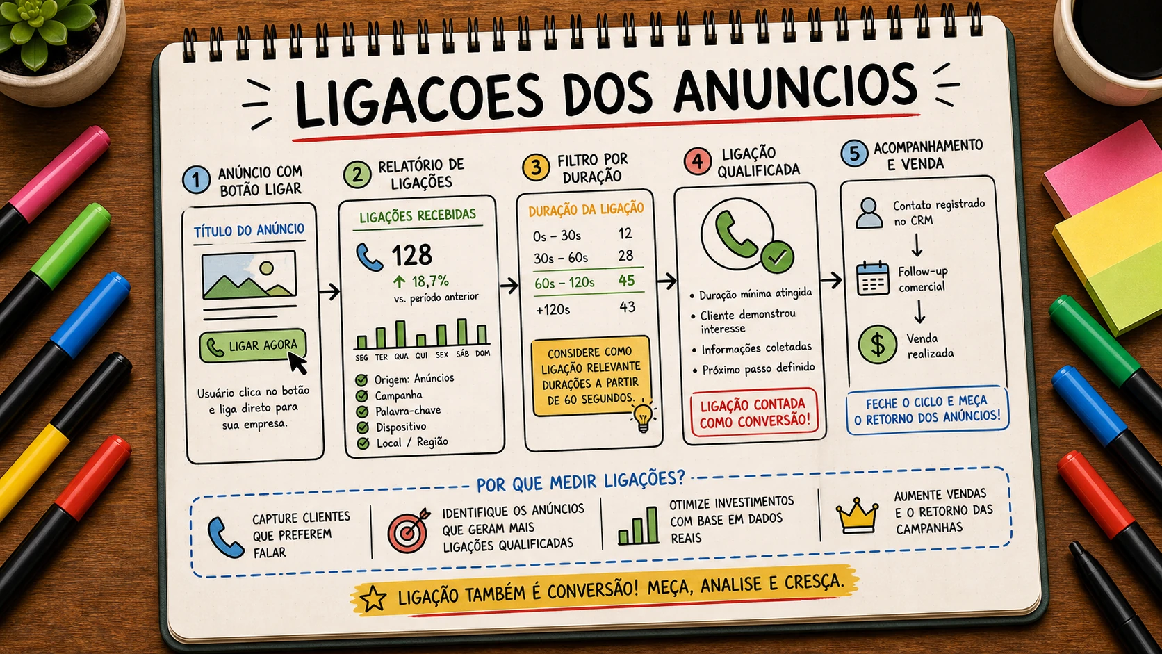 Medir ligações dos anúncios com call reporting e conversões por chamada