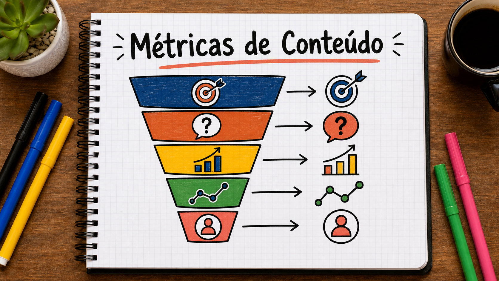 Infográfico sobre métricas de marketing de conteúdo aplicado à operação de marketing