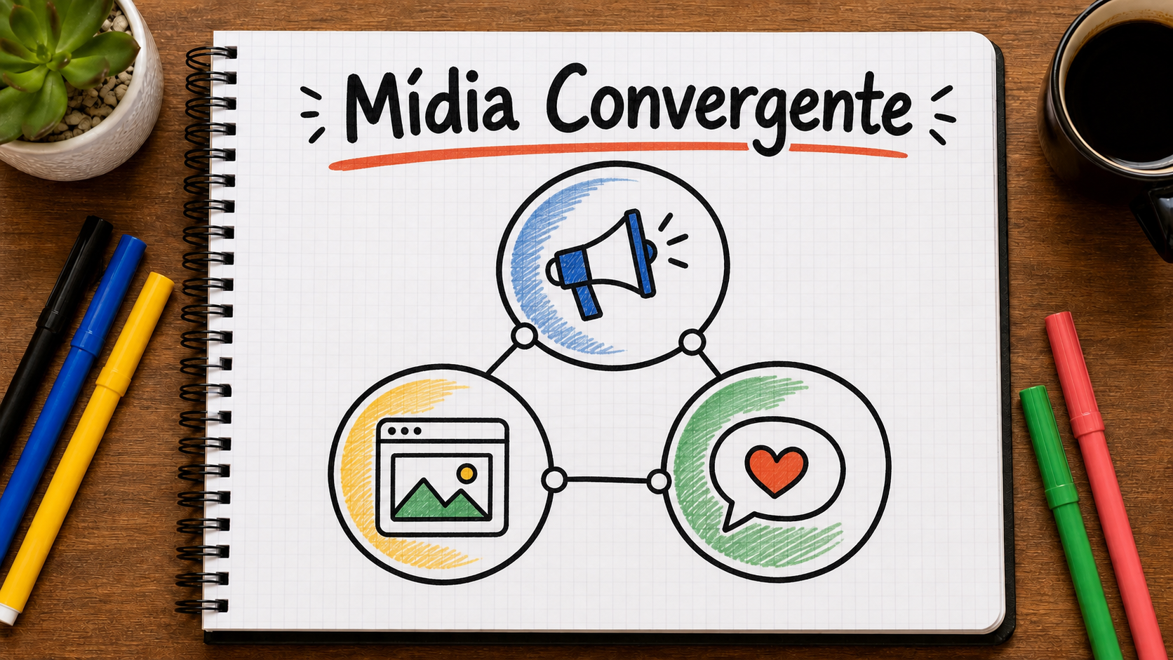 Infográfico sobre mídia convergente aplicado à operação de marketing