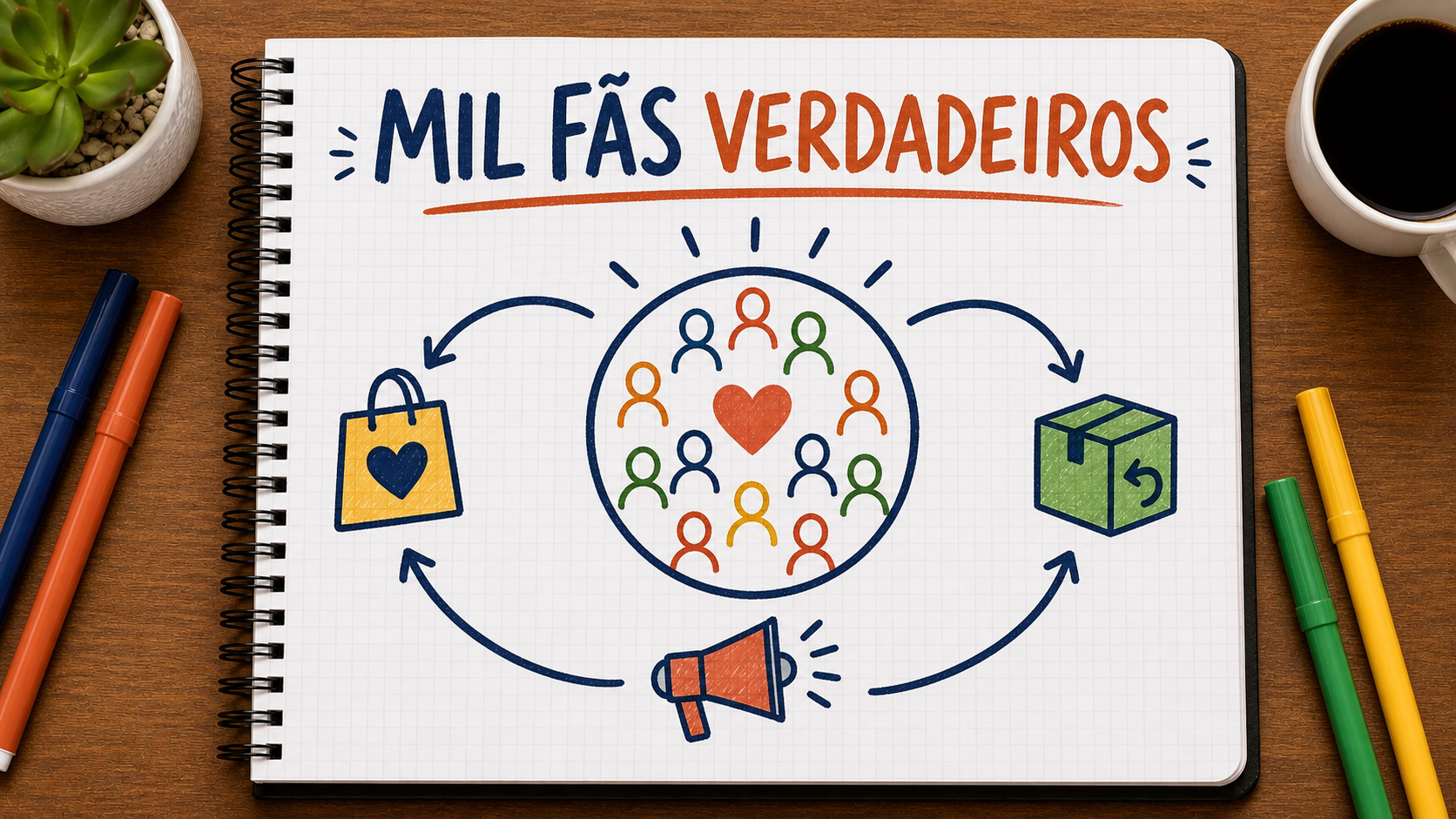 Diagrama conceitual sobre mil fãs verdadeiros aplicado à estratégia empresarial
