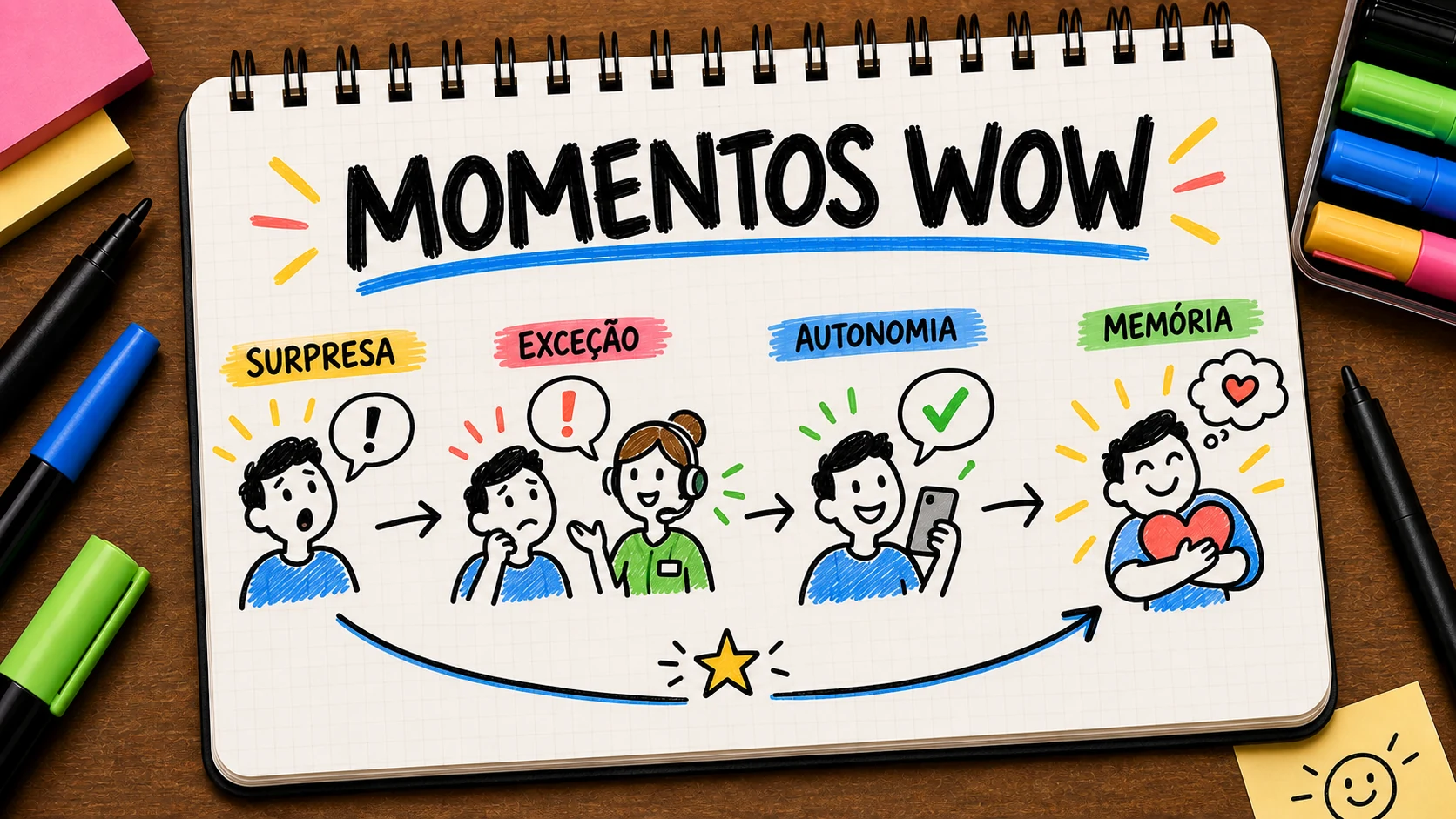 Momentos WOW na experiência do cliente unindo surpresa, exceção, autonomia e memória