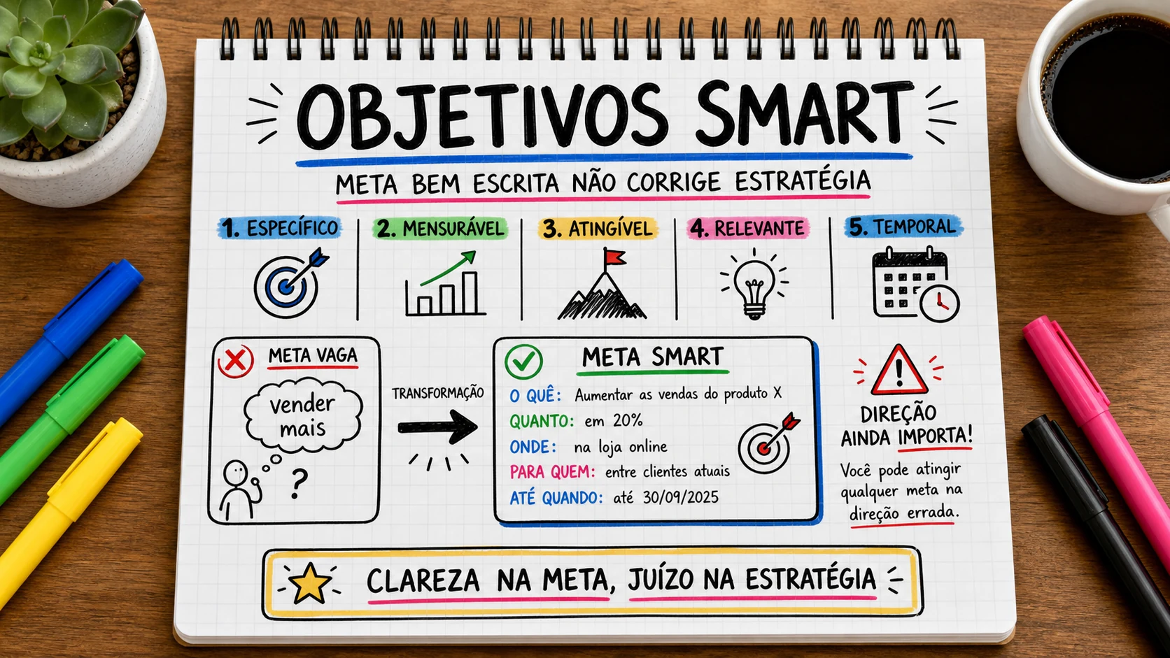 Objetivos SMART marketing representado em uma cena editorial sobre escolha, contexto e decisão.