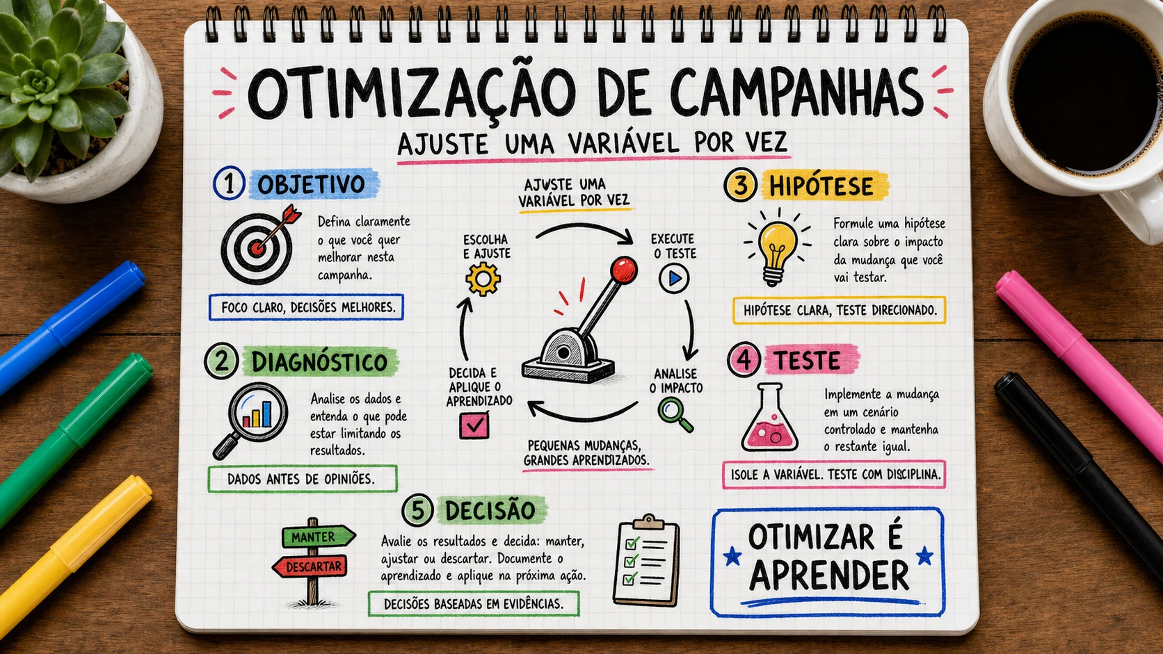 Otimização de campanhas representado em uma cena editorial sobre escolha, contexto e decisão.
