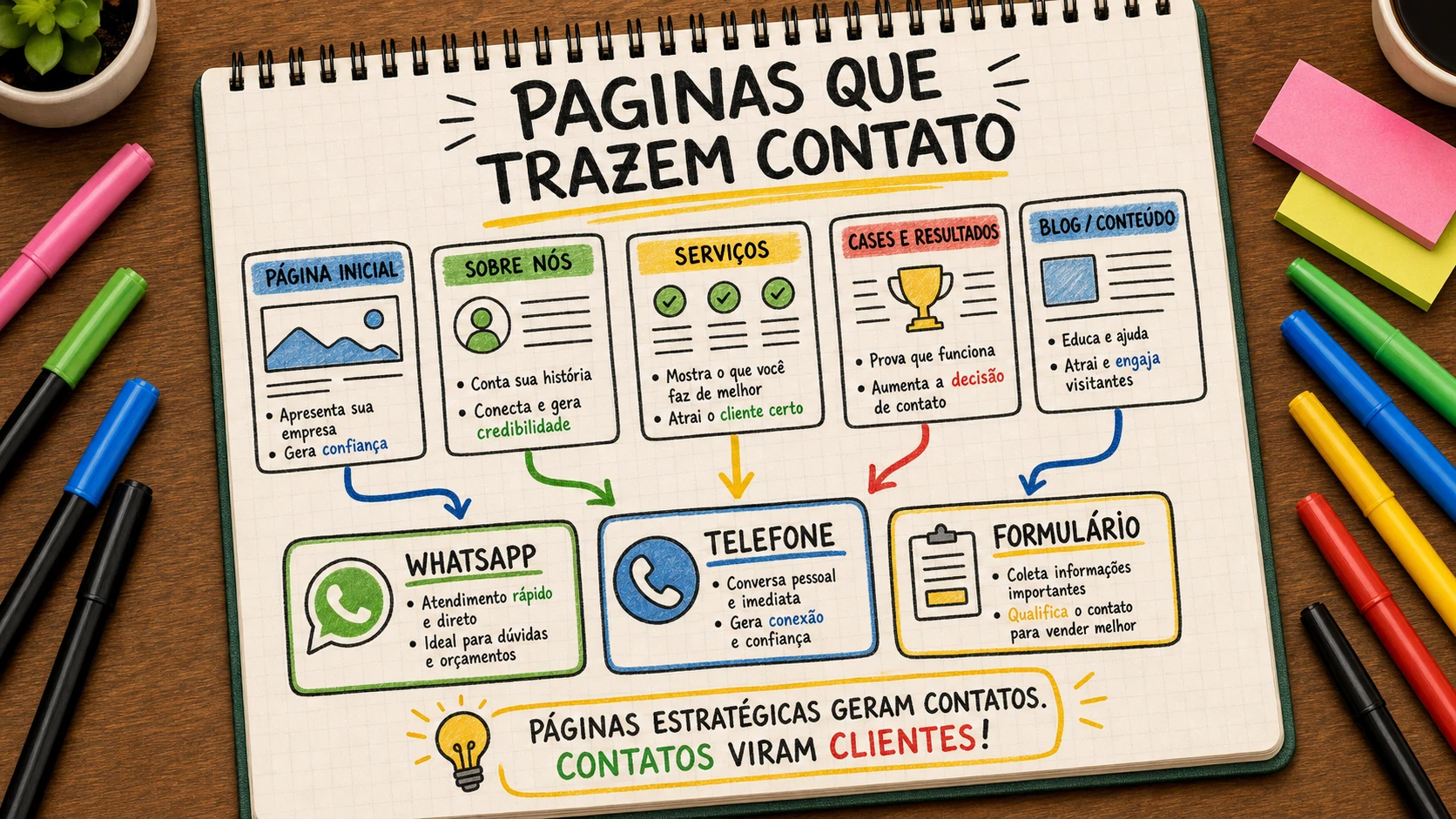 Páginas que trazem contato analisadas no GA4 com eventos de WhatsApp e formulário