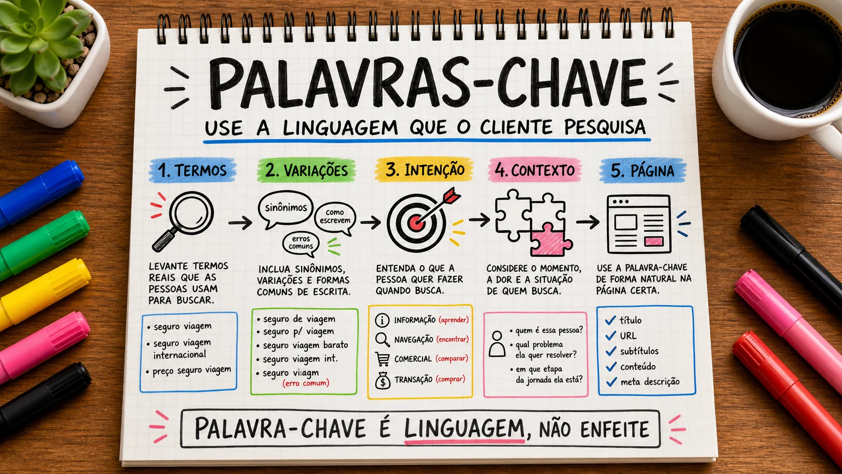Palavras-chave representado em uma cena editorial sobre escolha, contexto e decisão.