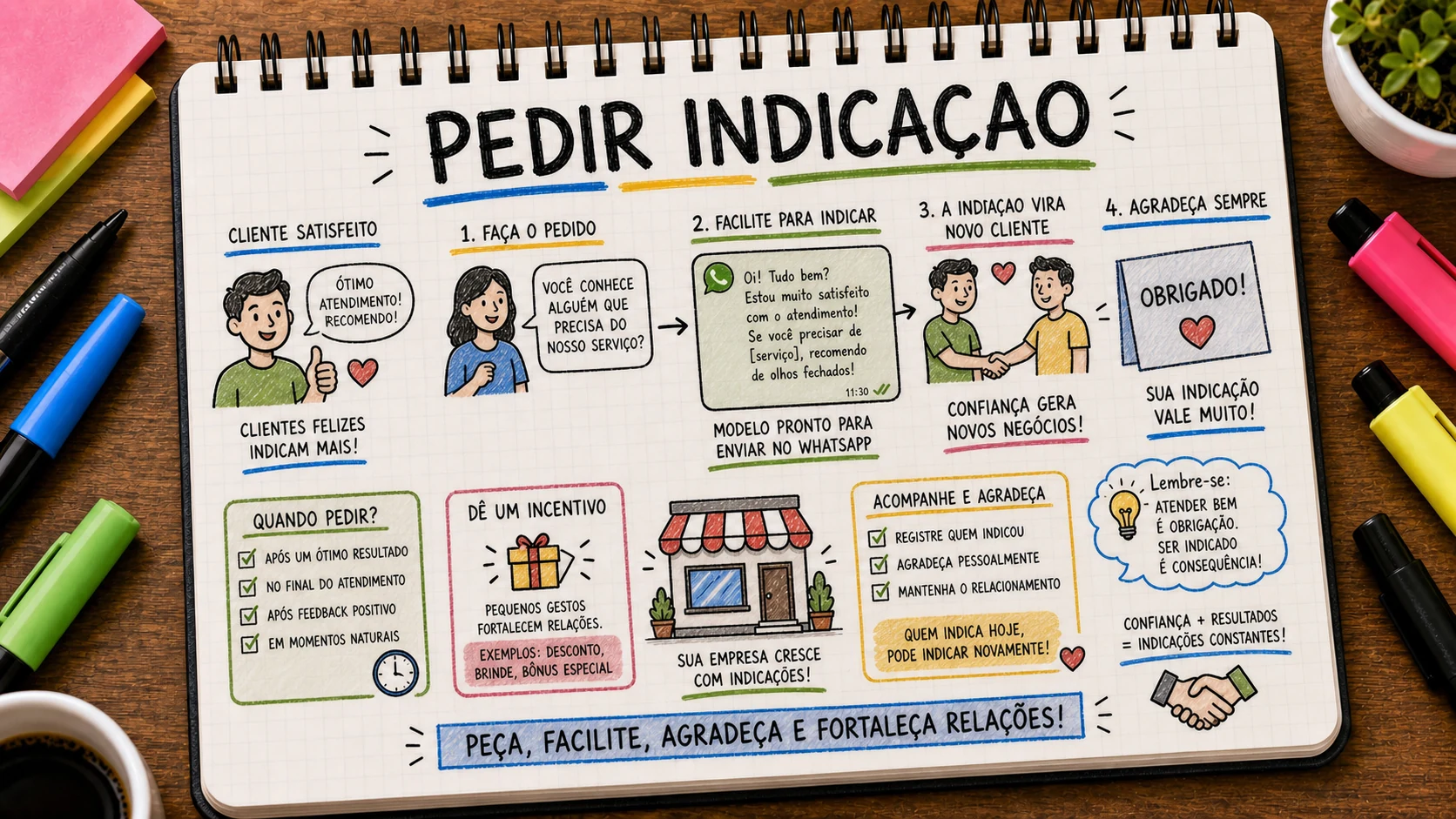 Pedir indicação de clientes com mensagem simples e caminho de compartilhamento