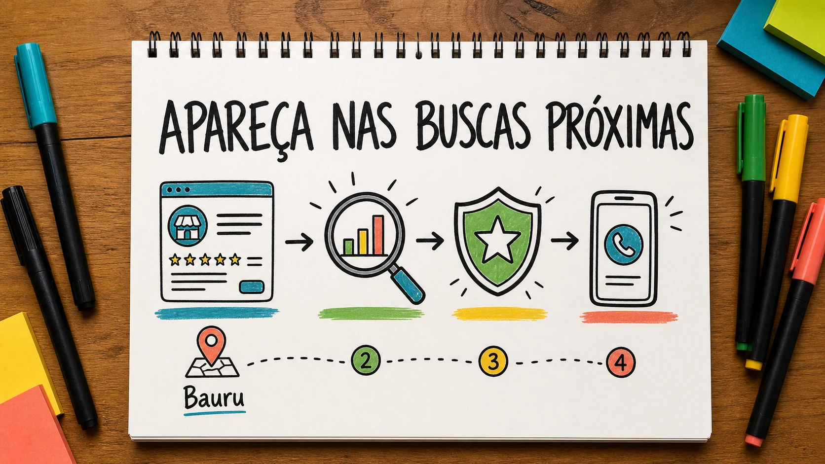 Caderno sobre aparecer em buscas perto de mim com Perfil Google