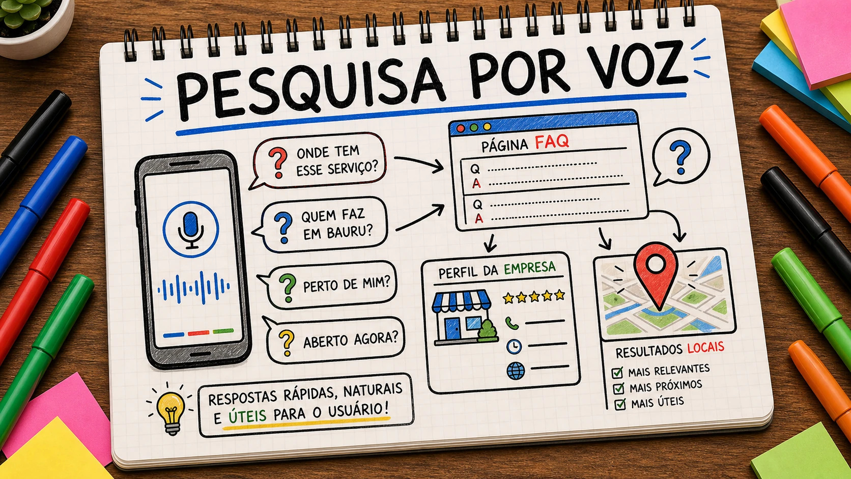 pesquisa por voz para empresa local com perguntas naturais