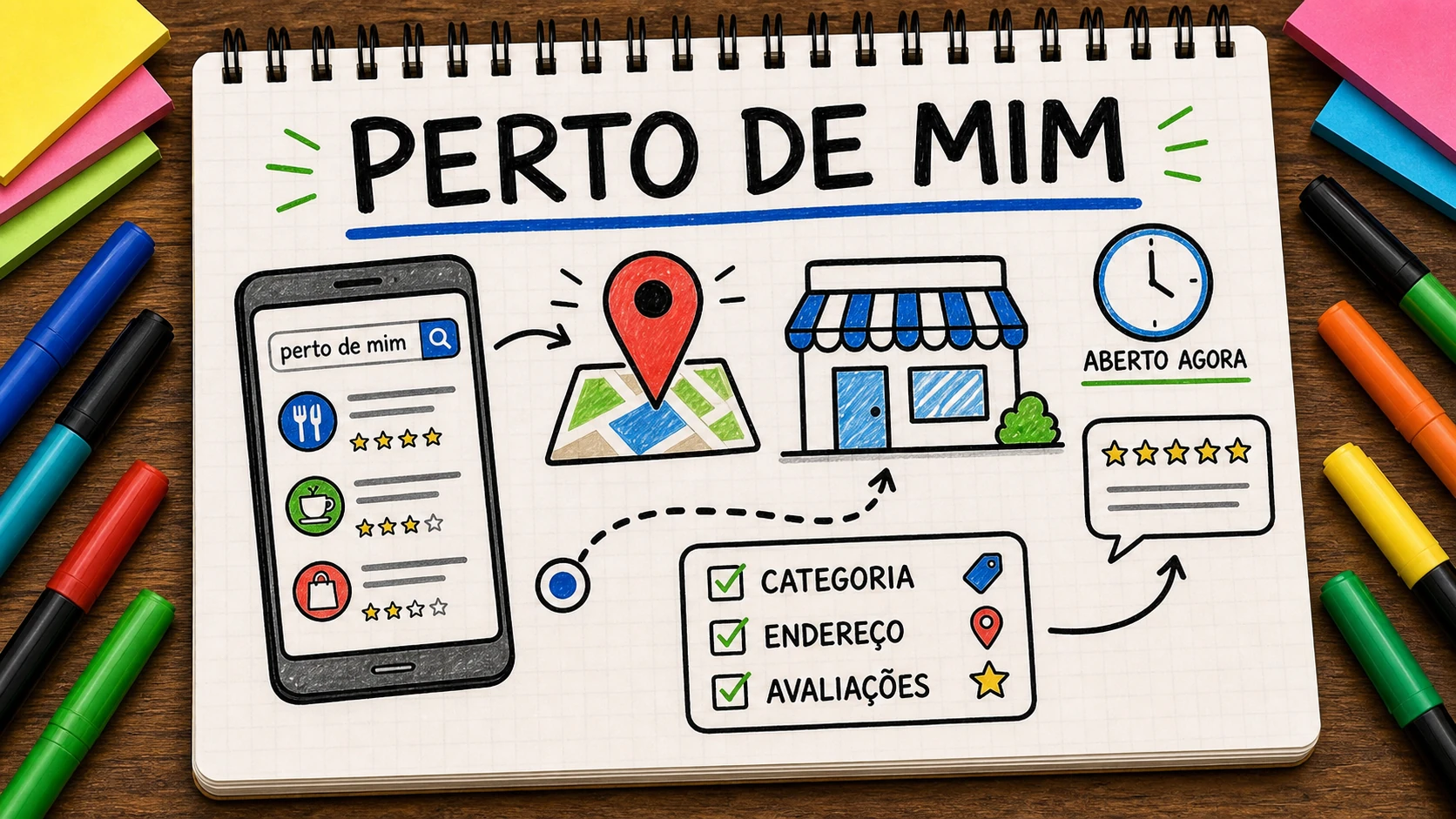 pesquisas perto de mim com sinais locais no mapa