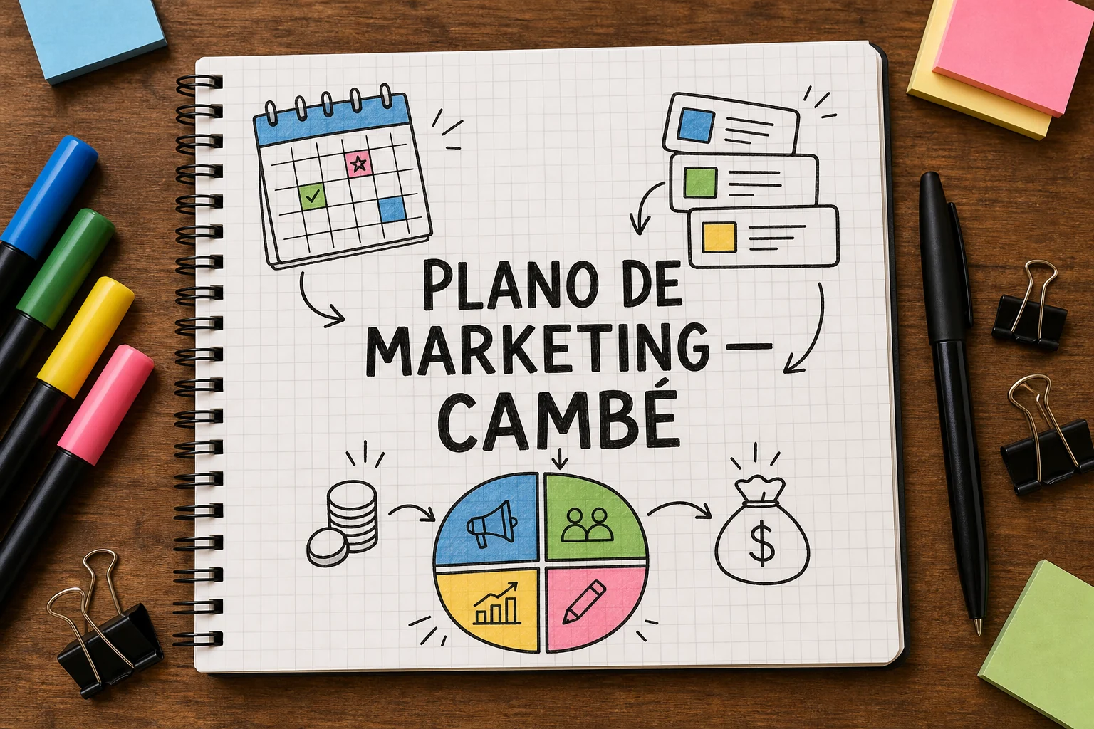 plano de marketing digital em Cambé representado por planejamento, canais e decisões comerciais