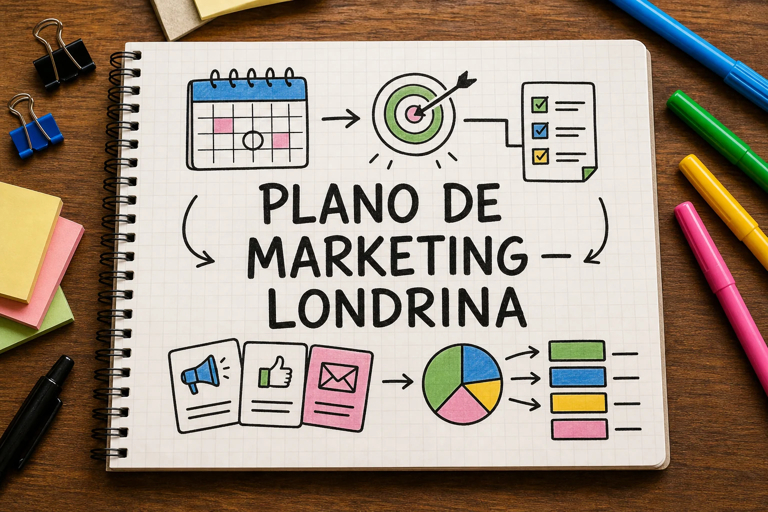 plano de marketing digital em Londrina representado por planejamento, canais e decisões comerciais
