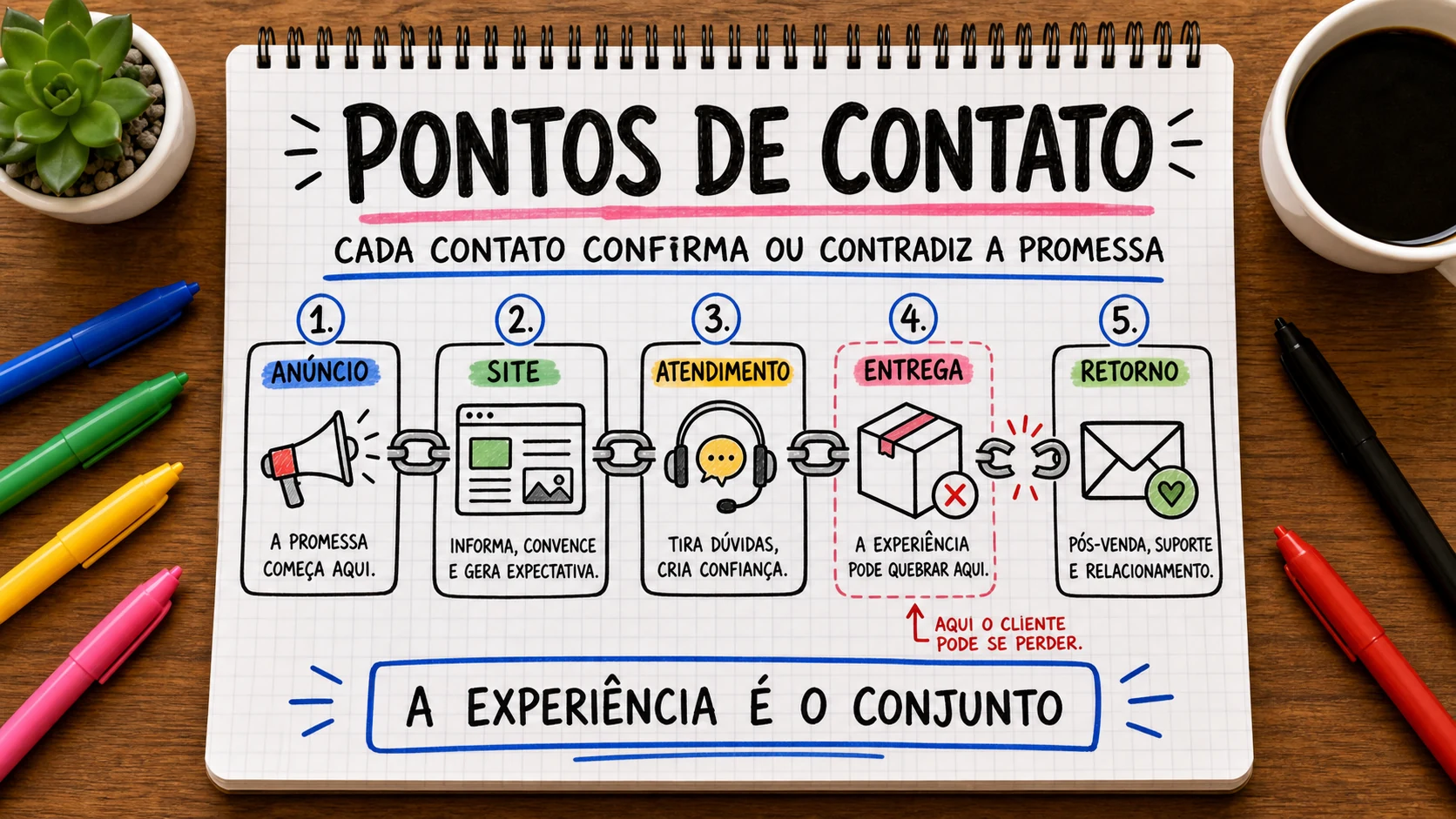 Pontos de contato do cliente representado em uma cena editorial sobre escolha, contexto e decisão.