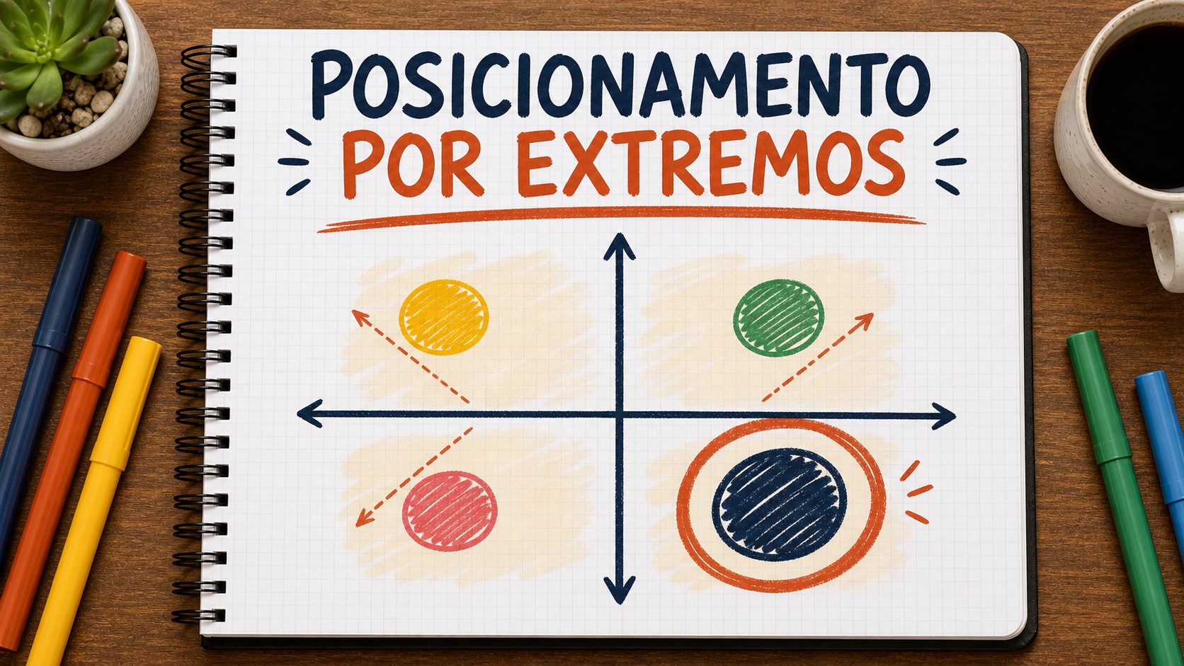 Diagrama conceitual sobre posicionamento por extremos aplicado à estratégia empresarial
