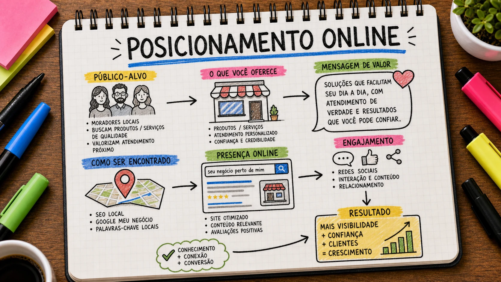 Posicionar negócio na internet com diferenciais, região e prova de confiança