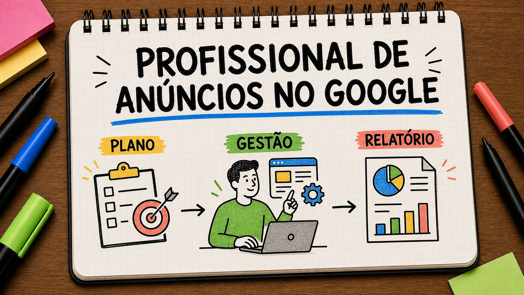 quanto custa contratar alguém para anunciar no Google representado como caminho entre anúncio, contato e
