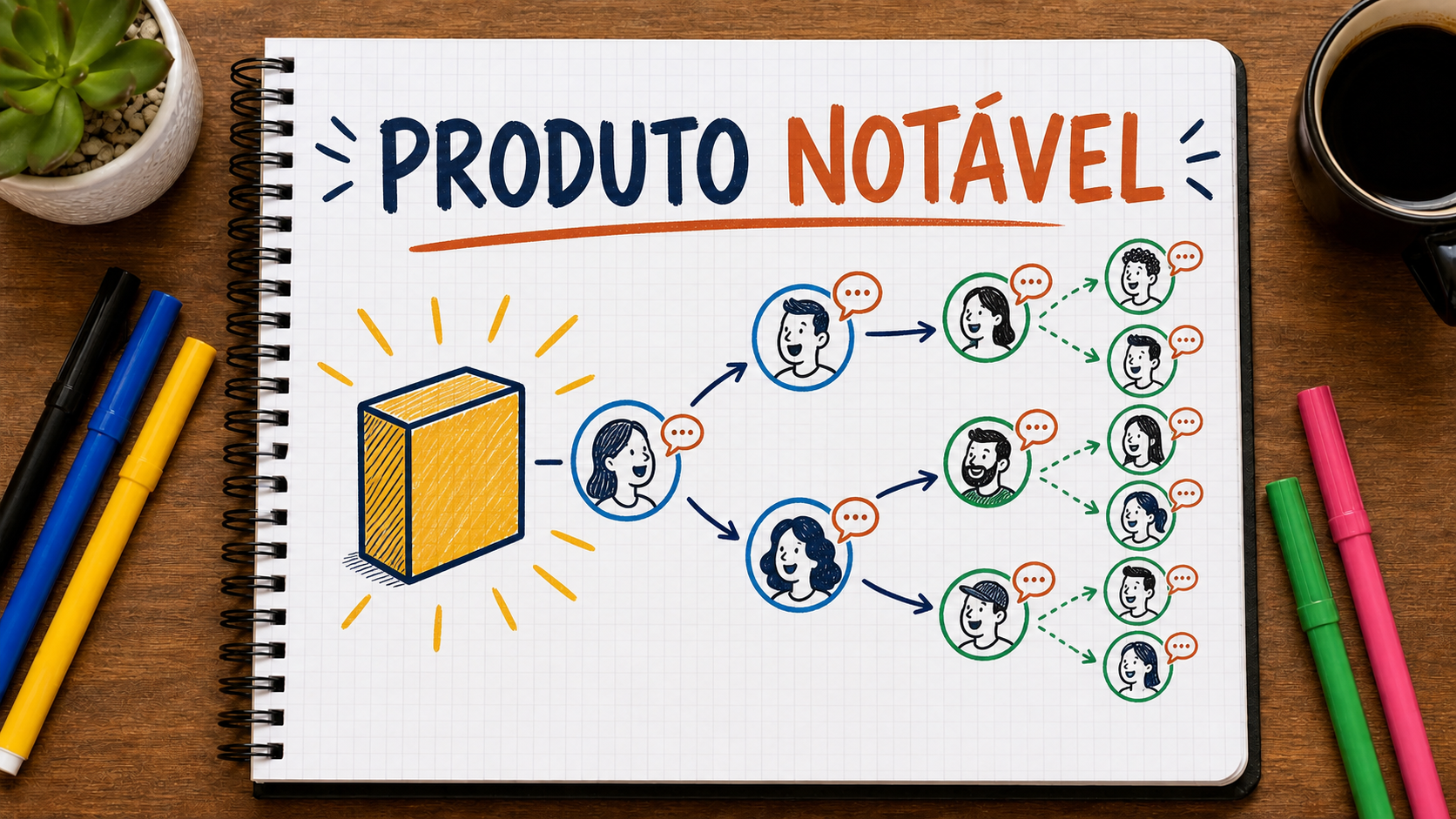 Diagrama conceitual sobre produto notável no marketing aplicado à estratégia empresarial