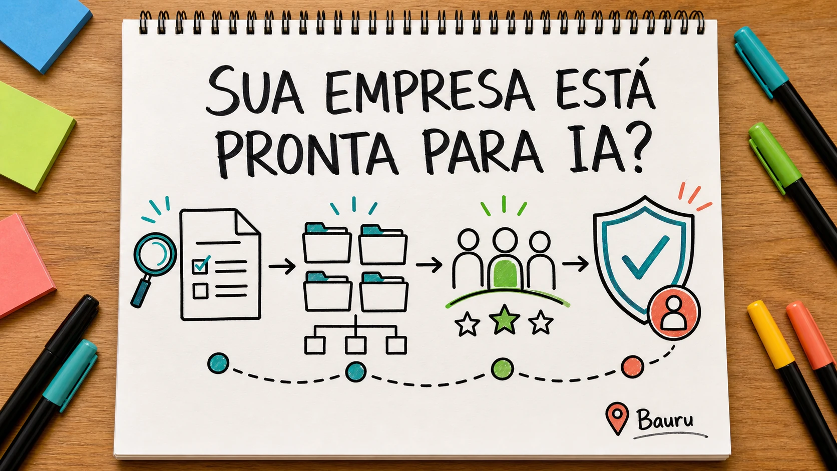 Ilustração editorial sobre prontidão para inteligência artificial aplicada a empresas
