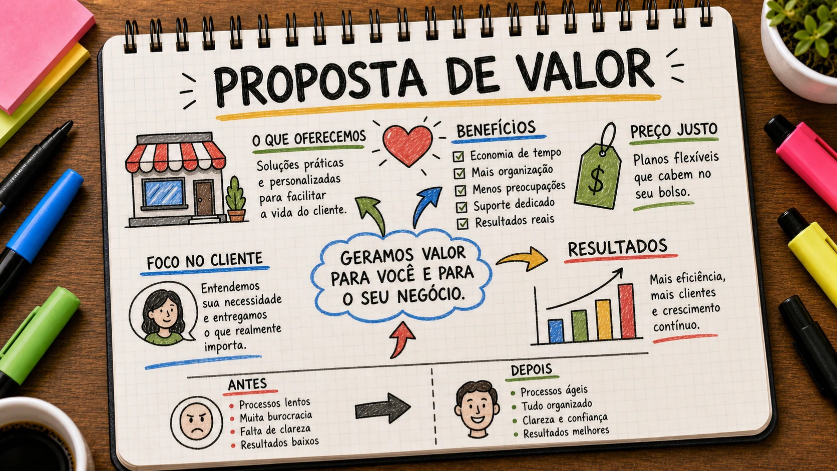 Proposta de valor clara para explicar serviço, público e diferencial local