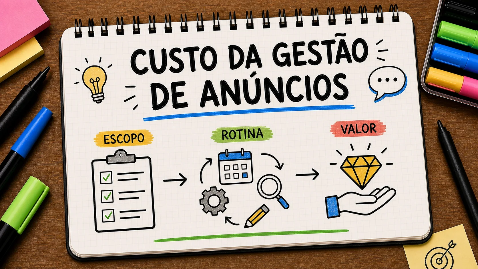 quanto custa alguém para cuidar dos anúncios representado como caminho entre anúncio, contato e