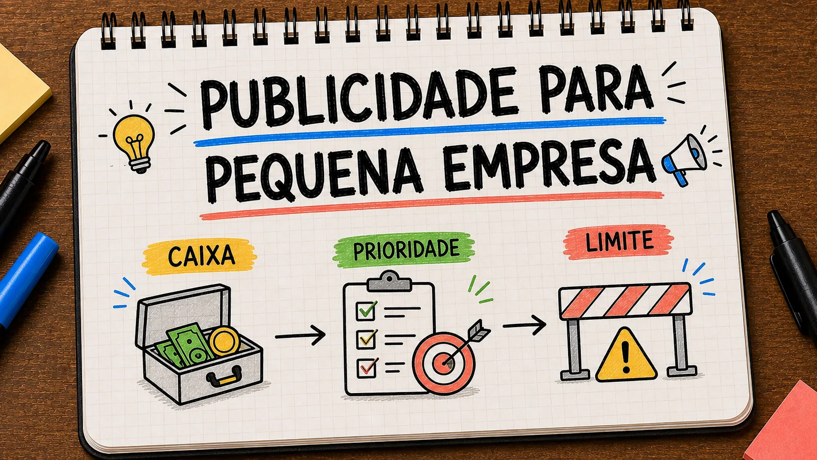 quanto gastar em publicidade pequena empresa representado como caminho entre anúncio, contato e