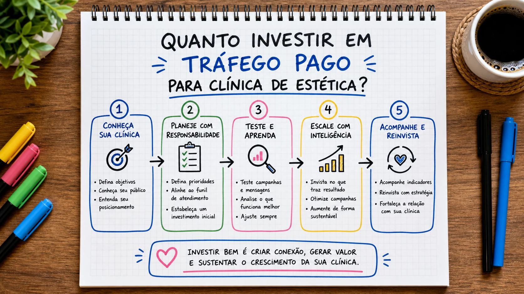 Infográfico sobre quanto investir em tráfego pago para clínica de estética aplicado a clínicas de estética.