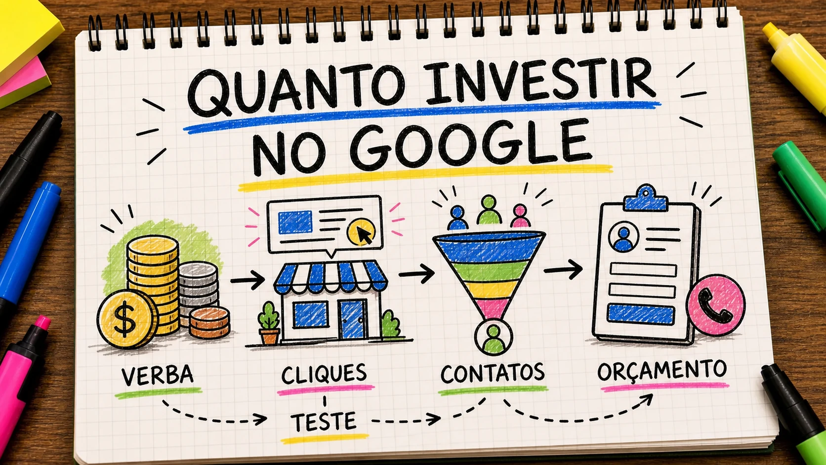 Quanto investir para anunciar no Google em Bauru com verba, margem e contatos medidos