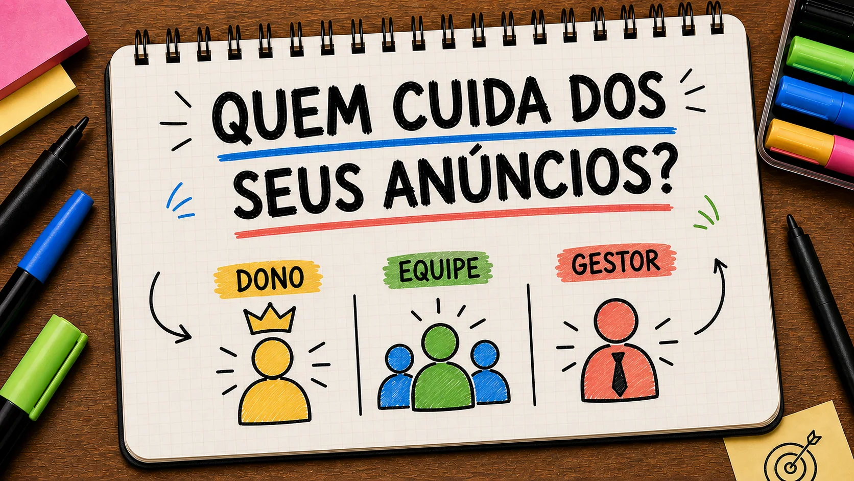 quem cuida dos anúncios de uma empresa representado como caminho entre anúncio, contato e