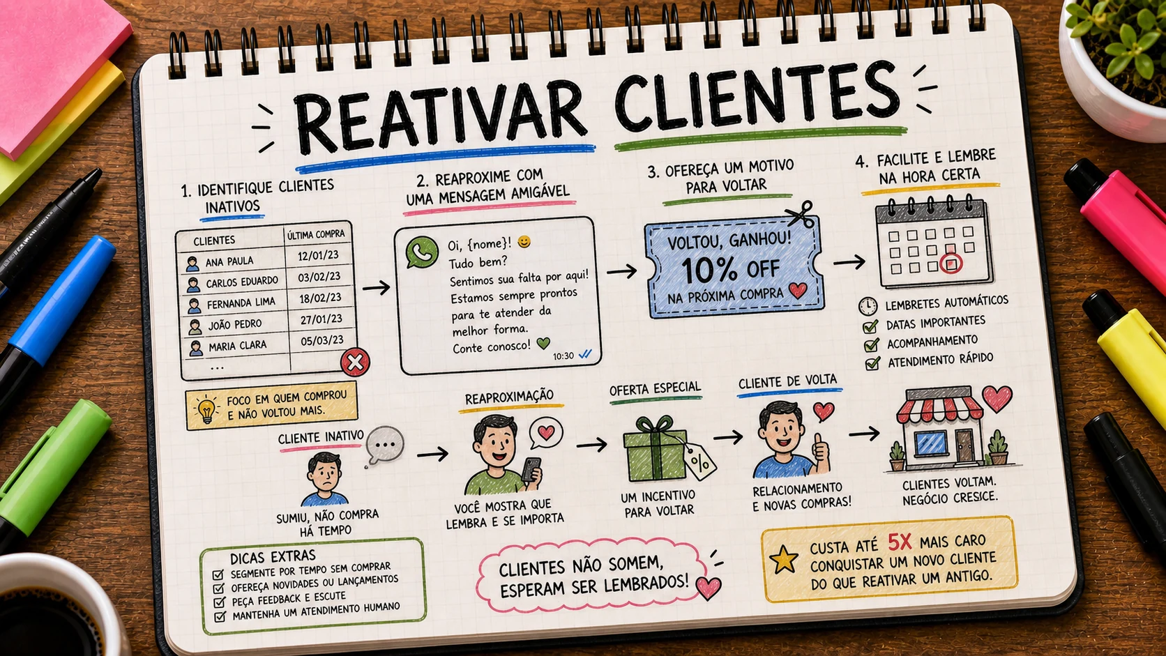 Reativar clientes antigos com WhatsApp, e-mail e oferta de retorno