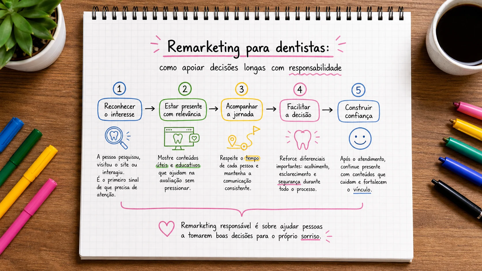 Infográfico sobre remarketing para dentistas aplicado a clínicas odontológicas.