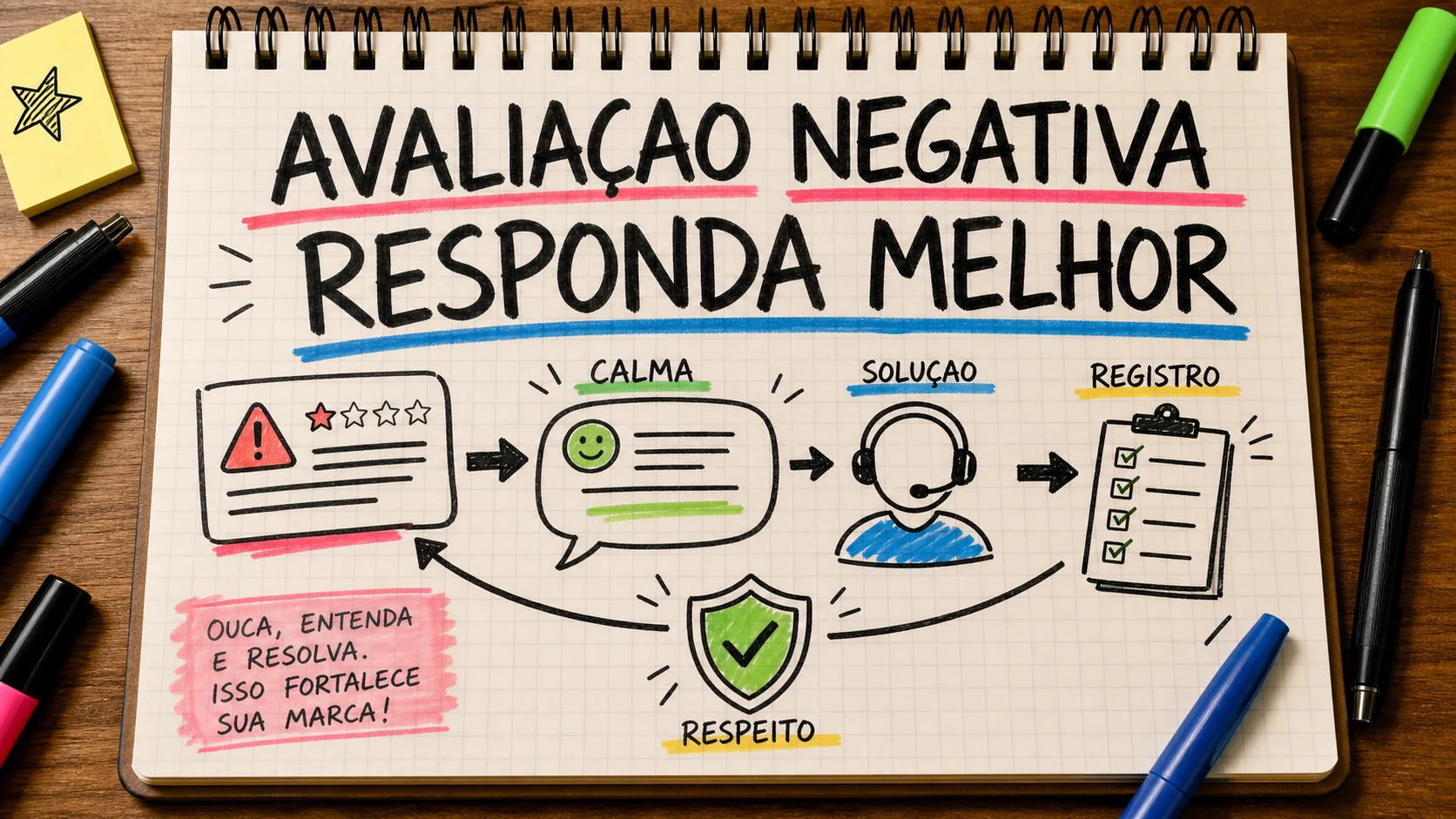 Responder avaliações negativas com calma e cuidado na reputação online