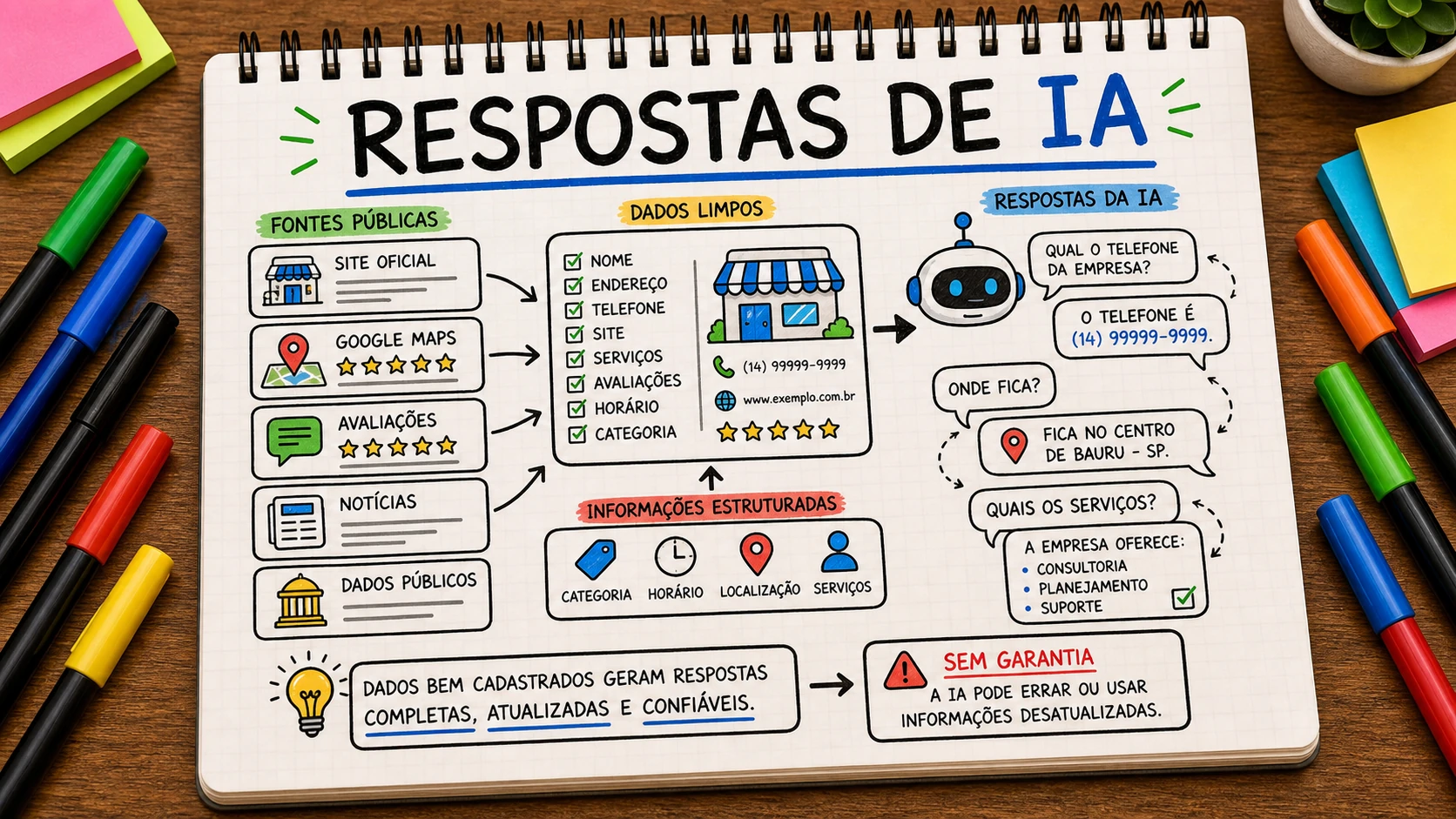 respostas de IA para negócio local com dados públicos claros