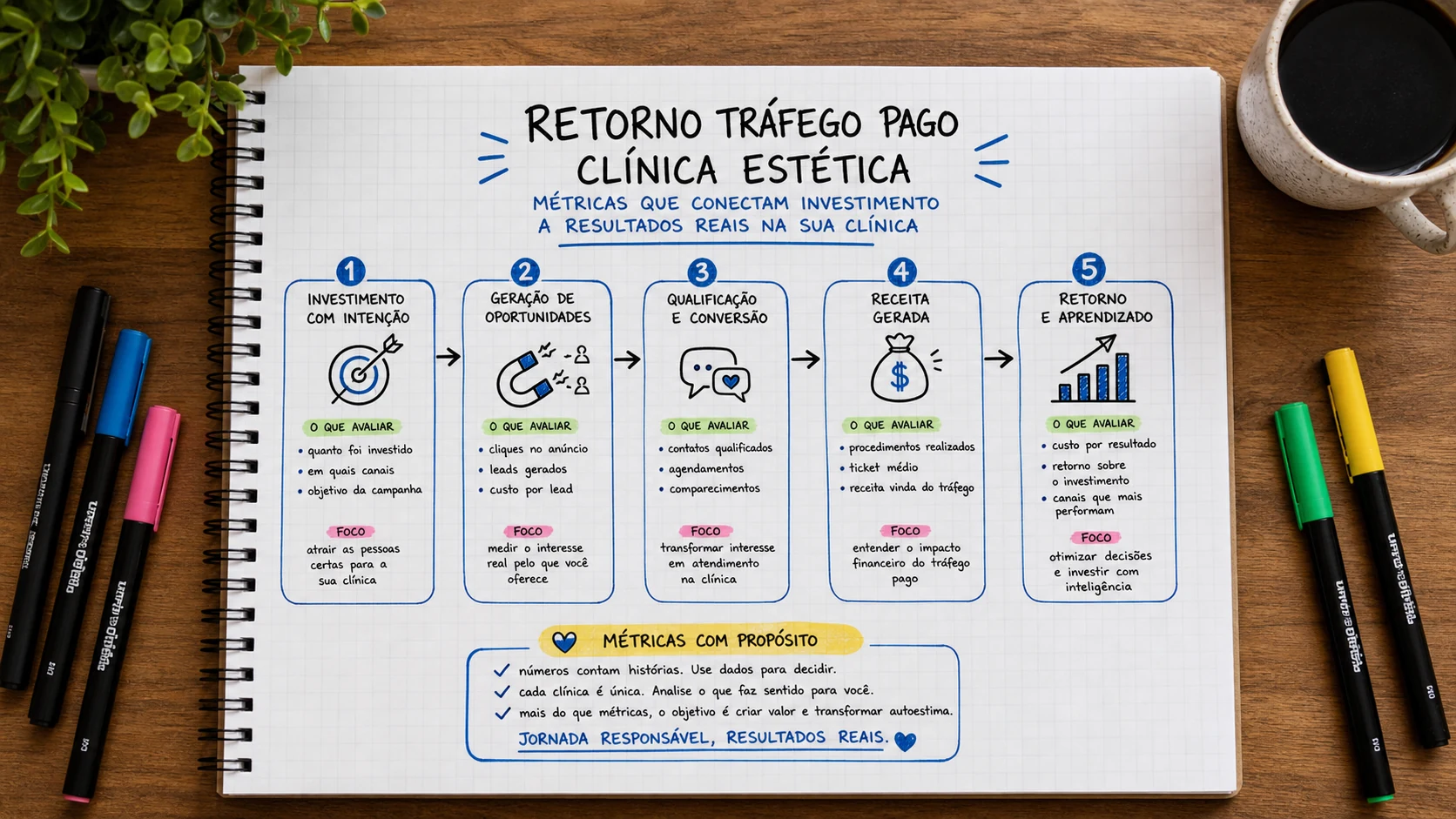 Infográfico sobre retorno tráfego pago clínica estética aplicado a clínicas de estética.