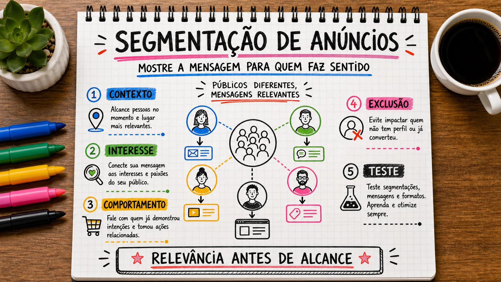 Segmentação de anúncios representado em uma cena editorial sobre escolha, contexto e decisão.