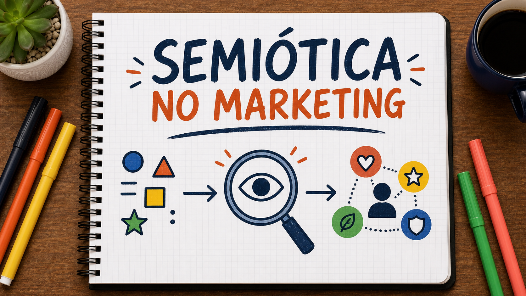 Diagrama conceitual sobre semiótica no marketing aplicado à estratégia empresarial