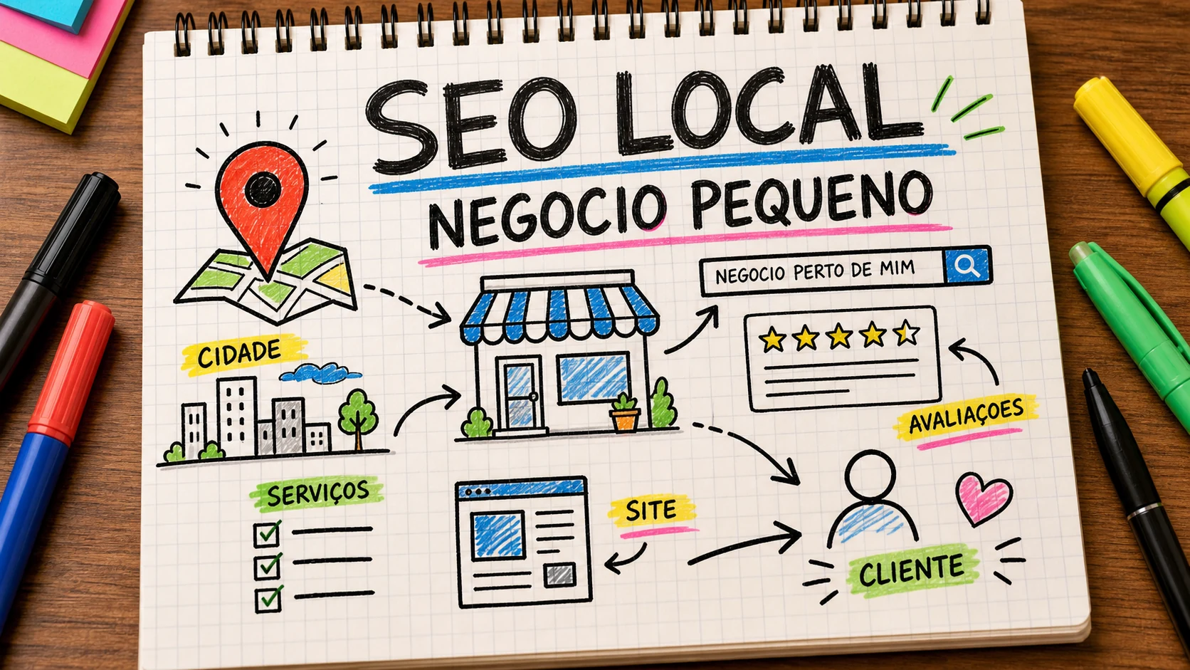 SEO local conectando negócio pequeno a clientes próximos no Google