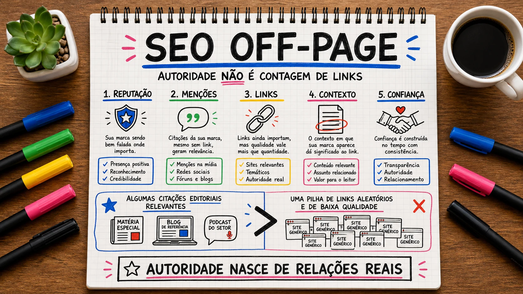 SEO off-page representado em uma cena editorial sobre escolha, contexto e decisão.