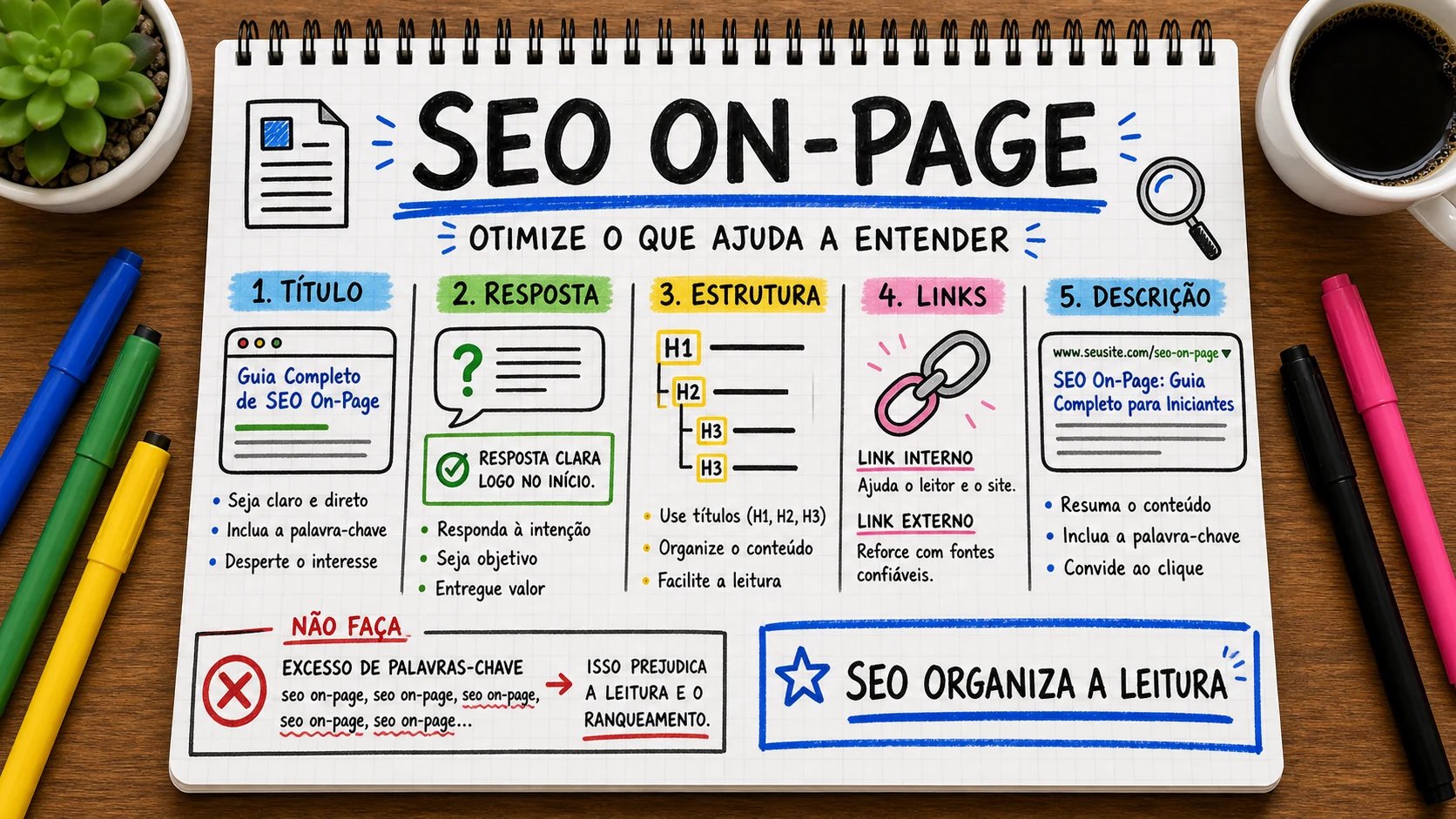 SEO on-page representado em uma cena editorial sobre escolha, contexto e decisão.