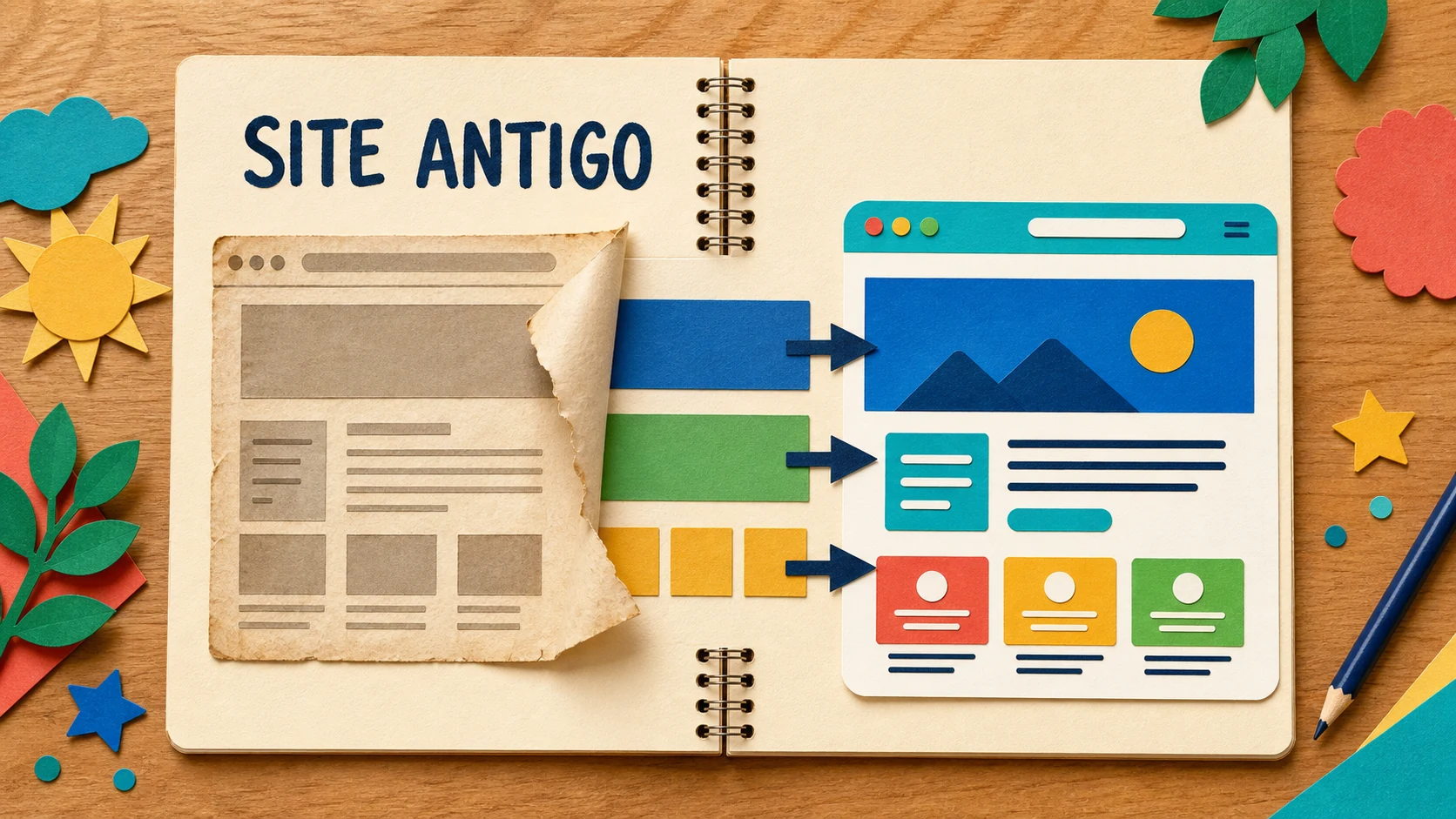 Caderno mostra fachada antiga sendo renovada sem apagar a estrutura útil