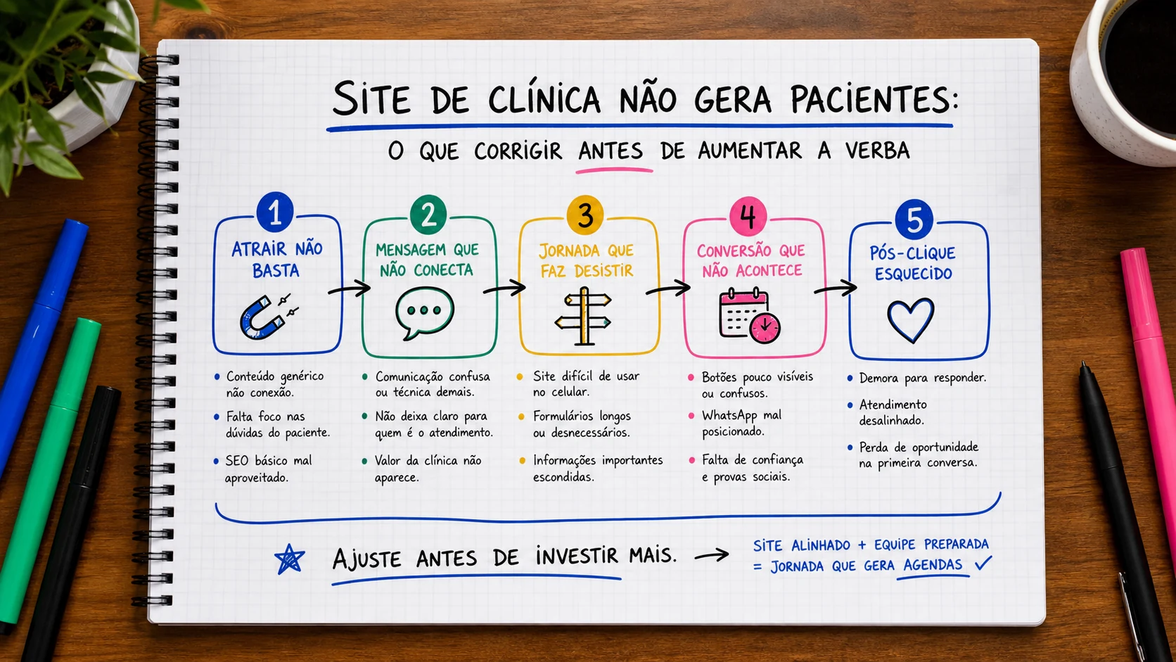 Infográfico sobre site de clínica não gera pacientes aplicado a clínicas médicas.