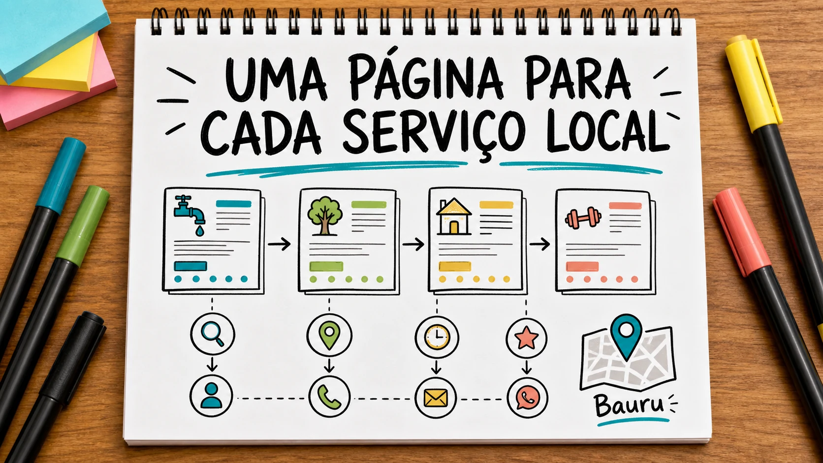 site para aparecer perto de mim com páginas de serviço e contexto local