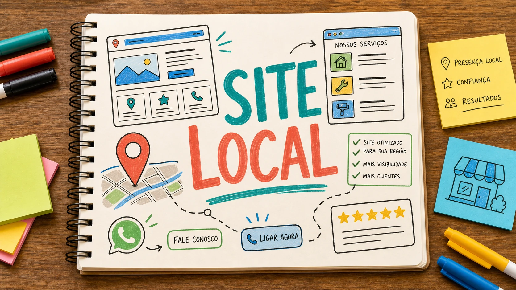 site para aparecer perto de mim com páginas de serviço e contexto local