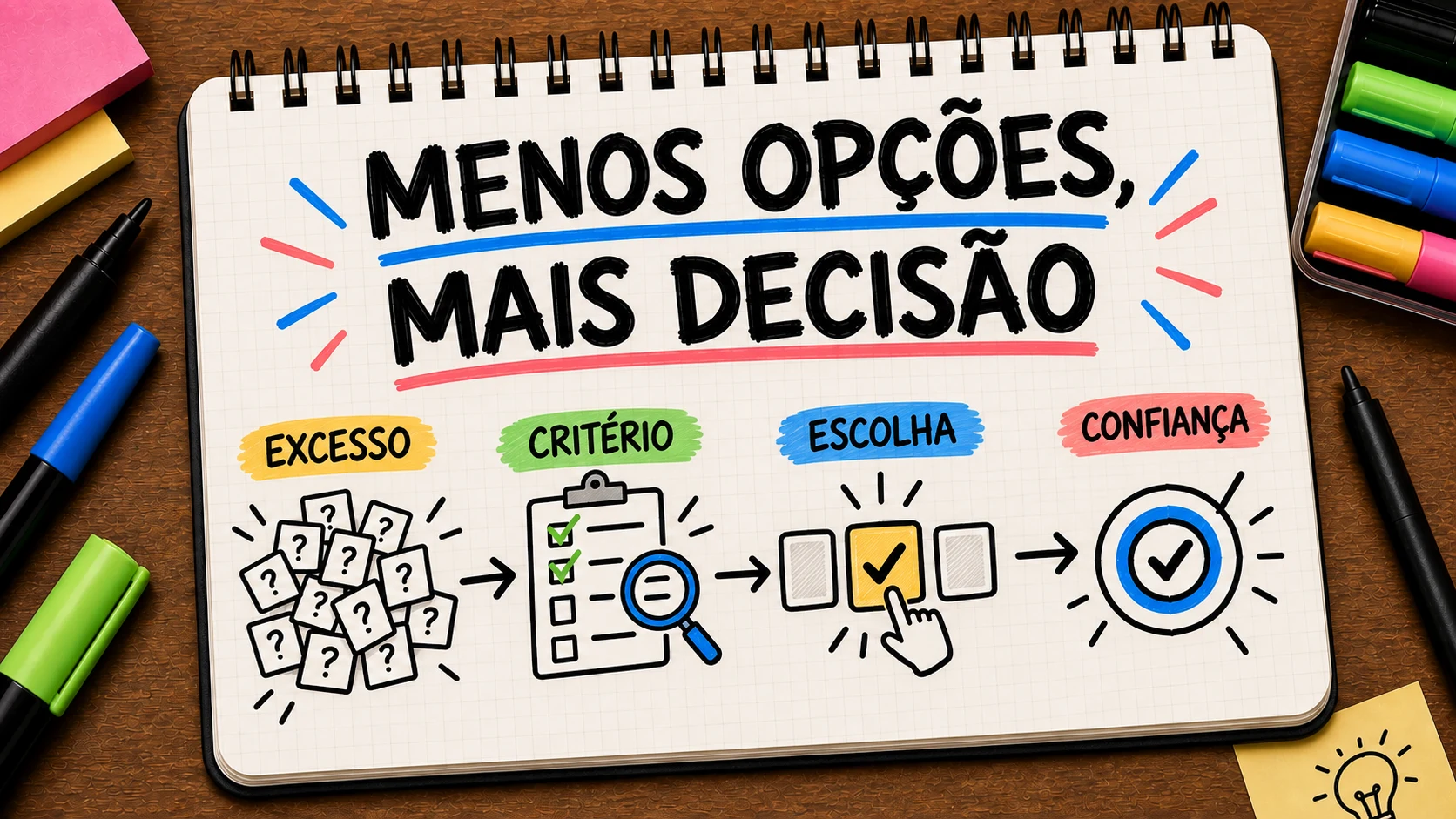 Sobrecarga de escolha transformada em critérios, curadoria e decisão confiante