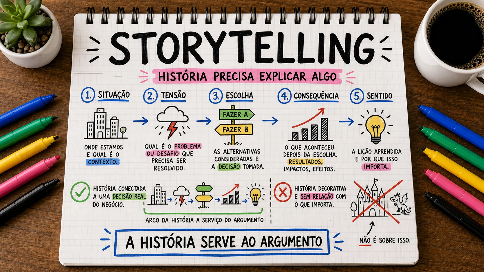 Storytelling no marketing representado em uma cena editorial sobre escolha, contexto e decisão.