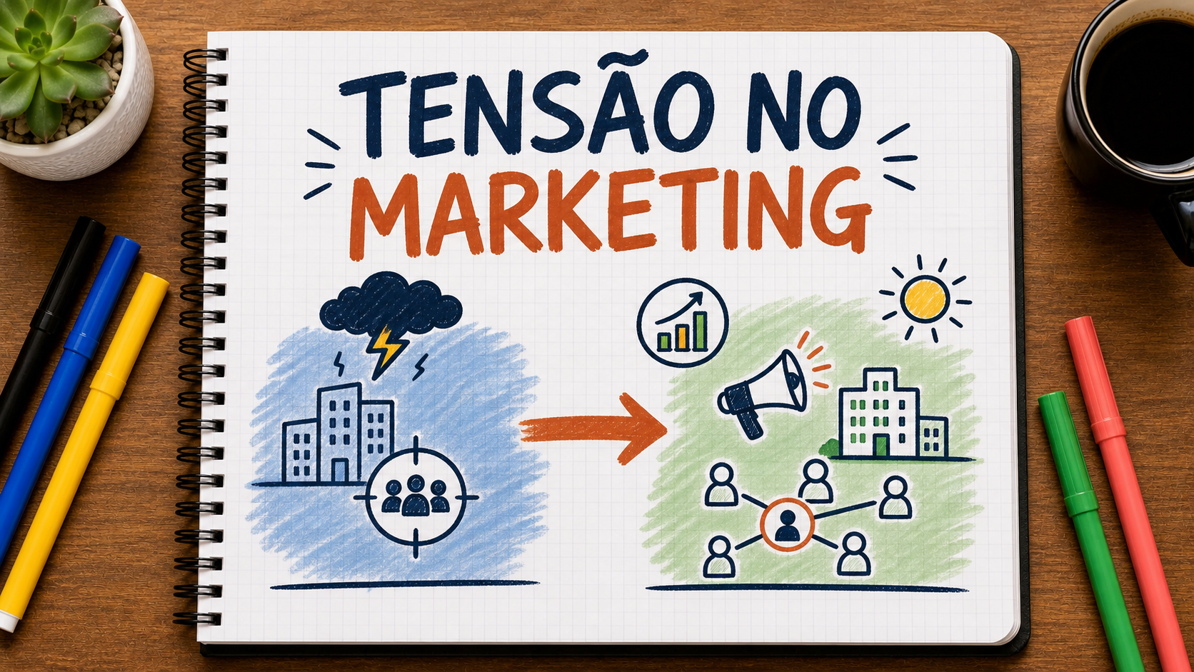 Diagrama conceitual sobre tensão no marketing aplicado à estratégia empresarial